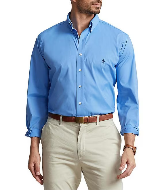 Polo Ralph Lauren Mens Big Tall Performance Stretch Twill Shirt 3XB Island Blue