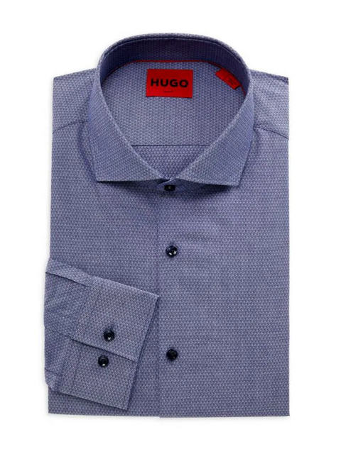 Hugo Boss Mens Slim fit Long Sleeve Button-Up Shirt 17 Blue