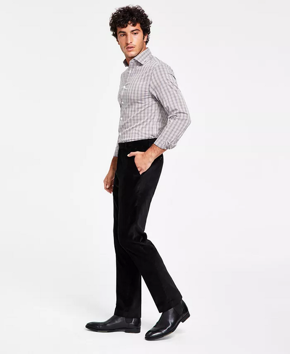 Alfani Men's Slim Fit Velvet Dress Pants Black 33 x 32