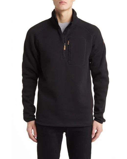 Fjallraven Mens Ovik Half Zip Pullover Fleece Jacket Black Large