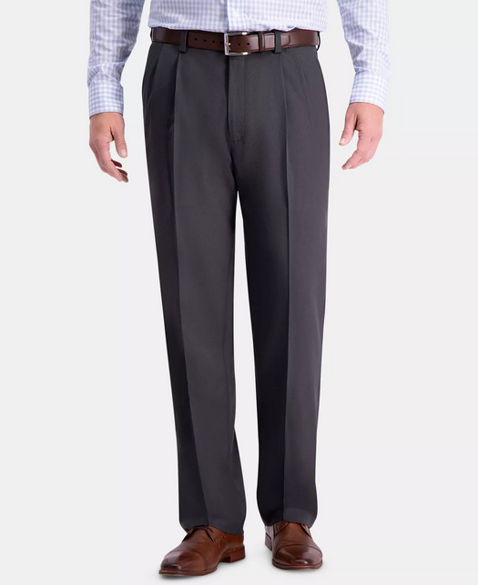 Haggar Mens Cool 18 PRO Classic Fit Dress Pants Dark Heather Grey 44 x 29