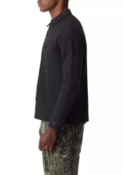 BASS OUTDOOR Mens Long Sleeve Pique Polo Shirt Caviar Large