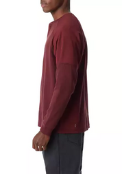 BASS OUTDOOR Mens Thermal Raglan Sleeve Henley Shirt Tawny Port Red XL