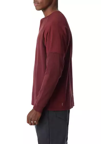 BASS OUTDOOR Mens Thermal Raglan Sleeve Henley Shirt Tawny Port Red XL