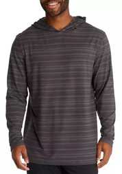 Pga Tour Men's Textured Stripe Golf Hoodie Sweatshirt Asphalt Grey Small