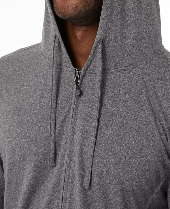 32 Degrees Men's Quick Dry Hooded Full Zip Pajama Sleep Jacket Grey