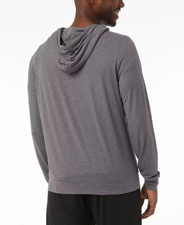 32 Degrees Men's Quick Dry Hooded Full Zip Pajama Sleep Jacket Grey