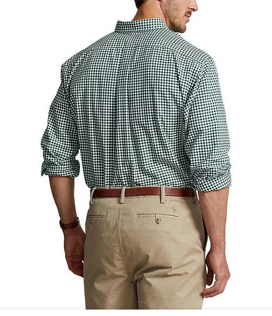 Polo Ralph Lauren Mens Big Tall Plaid Stretch Button Down Shirt Pine Green 3XB