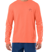 Guy Harvey Mens Tuna Core Long Sleeve Crewneck T Shirt Living Coral Small
