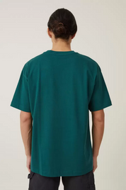 COTTON ON Mens Box Fit Graphic Logo Short Sleeve T Shirt Mount Fuji Green Small