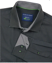 Society of Threads Mens Bot Button Down Dress Shirt Black 2XL 18 18.5 35 36