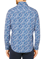 Society of Threads Mens Slim Fit Button Down Shirt Mini Floral Navy Medium