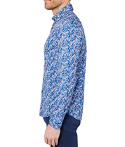 Society of Threads Mens Slim Fit Button Down Shirt Mini Floral Navy Medium