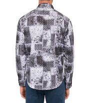 Society of Threads Mens Regular Fit Button Down Shirt Patchwork Black Medium