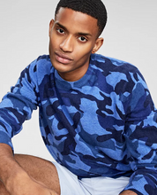 Club Room Men's Camo Cashmere Crewneck Sweater Navy Blue XL