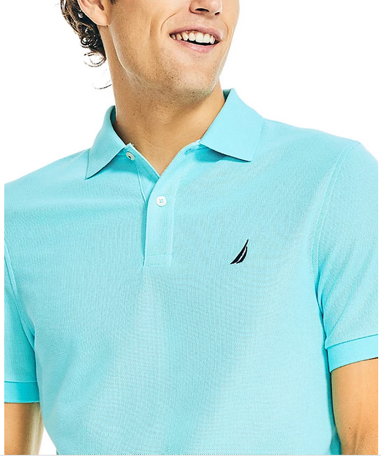 Nautica Men's Classic Fit Deck Short Sleeve Polo Shirt Angel Blue Small