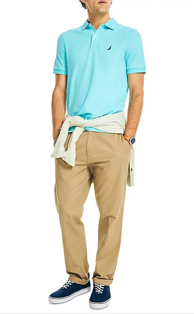Nautica Men Classic fit Short Sleeve Polo Shirt Small Blue Solid