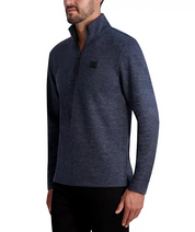 KARL LAGERFELD PARIS Mens Slim Fit Quarter Zip Knit Pullover Sweatshirt Navy 2XL