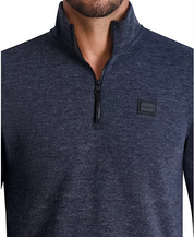 KARL LAGERFELD PARIS Mens Slim Fit Quarter Zip Knit Pullover Sweatshirt Navy 2XL