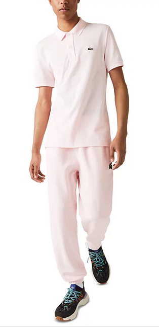 Lacoste Men's Slim Fit Short Sleeve Ribbed Polo Shirt Flamingo Pink 2XL