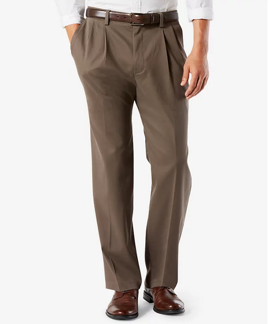 Dockers Easy Stretch Mens Khaki Dress Pants Dark Pebble Brown 34 x 30