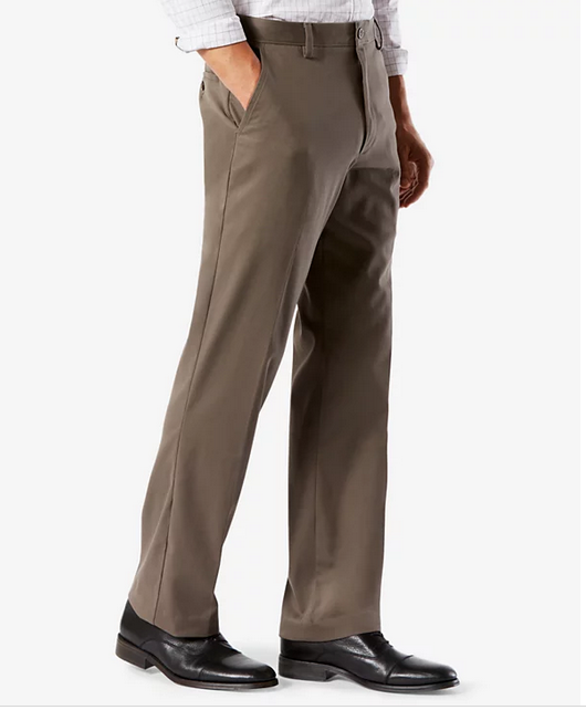 Dockers Easy Stretch Mens Khaki Dress Pants Dark Pebble Brown 34 x 30