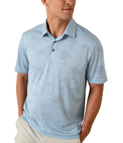 Tommy Bahama Mens Palm Coast Performance Short Sleeve Polo Shirt Silver Blue 2XL