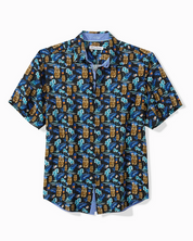 Tommy Bahama Mens Tiki Tropics Graphic Button Down Shirt Black XL