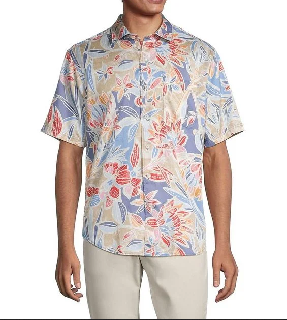 Tommy Bahama Mens Tortola Paloma Floral Button Down Shirt Dockside Blue XL