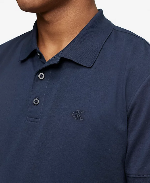Calvin Klein Mens Classic fit Short Sleeve Polo Shirt XL Dark Blue Solid