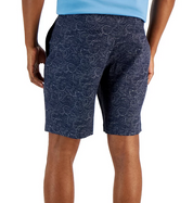 Alfani Mens 8" Geo Print Stretch Linen Shorts Neo Navy 33