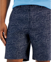 Alfani Mens 8" Geo Print Stretch Linen Shorts Neo Navy 33