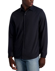 KARL LAGERFELD PARIS Mens Slim Fit Brushed Button Down Shirt Striped Navy XL