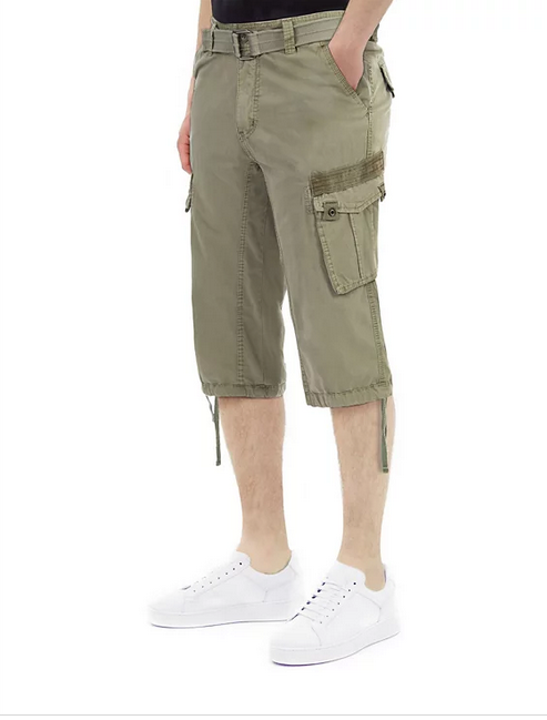X-Ray Men's Belted 18" Capri Cargo Shorts Leaf Green 30