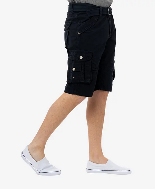 X-Ray Men's Belted Double Pocket 12.5" Cargo Shorts Navy 34