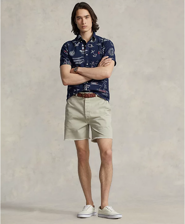 Polo Ralph Lauren Mens 6" Burroughs Relaxed Fit Chino Shorts Khaki 32 Cut Offs