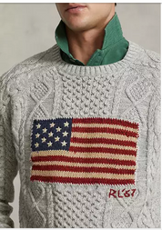 Polo Ralph Lauren Mens Knit Flag Sweater Grey Marl XL
