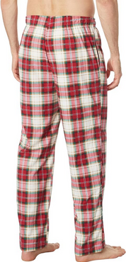 Nautica Mens Plaid Cozy Flannel Pajama Bottoms Marshmallow Red Large