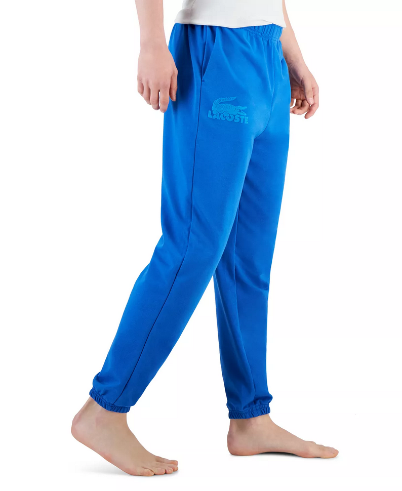 Lacoste Men's Velour Crocodile Fleece Indoor Jogging Lounge Pants Blue XL