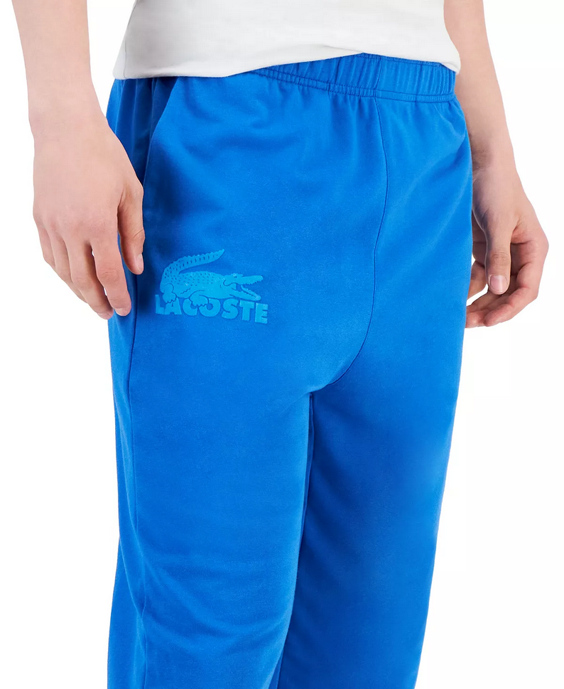 Lacoste Men's Velour Crocodile Fleece Indoor Jogging Lounge Pants Blue Large