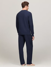 Tommy Hilfiger Men's Waffle Knit Long Sleeve Henley Thermal Shirt Dark Navy XL