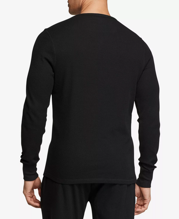 Tommy Hilfiger Mens Thermal Waffle Knit Long Sleeve Thermal Shirt  Black Small