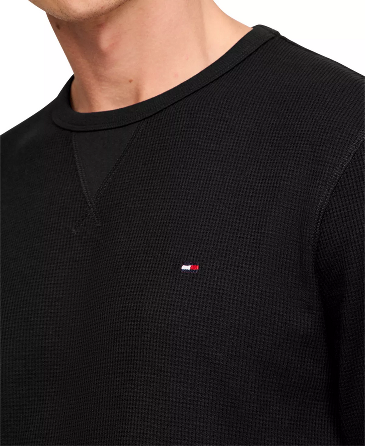 Tommy Hilfiger Mens Thermal Waffle Knit Long Sleeve Thermal Shirt  Black Small