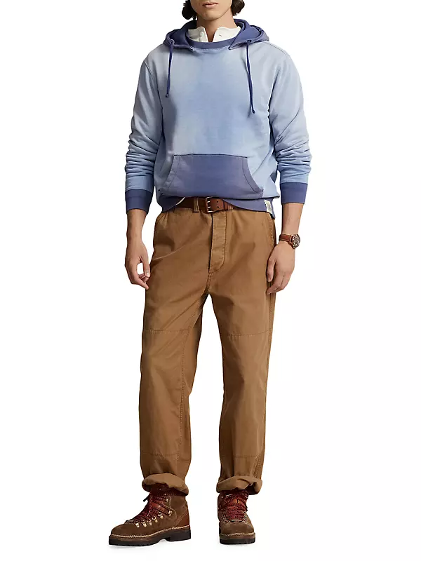 Polo Ralph Lauren Mens Cotton Blend Fleece  Hoodie Sweatshirt Blue Medium