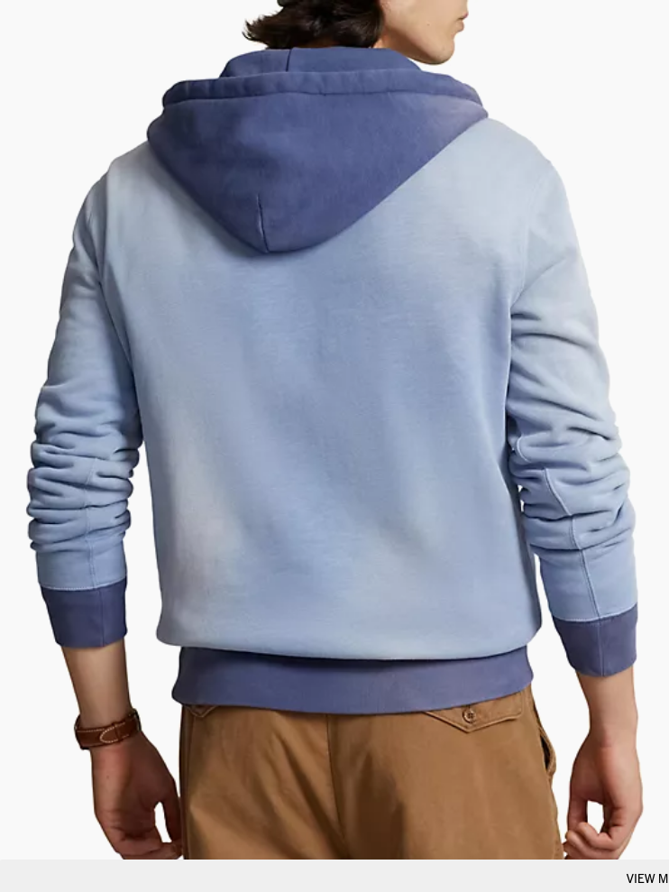 Polo Ralph Lauren Mens Cotton Blend Fleece Two Tone Hoodie Sweatshirt Blue 2XL