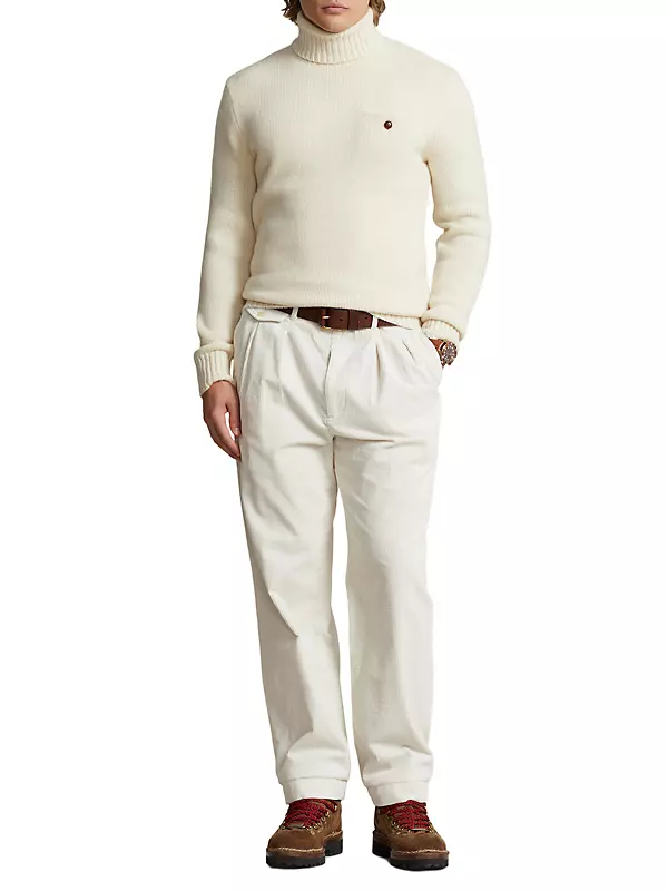 Polo Ralph Lauren Mens Wool Cashmere Turtleneck Sweater Andover Cream Medium