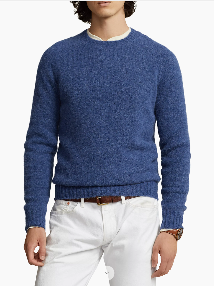 Polo Ralph Lauren Mens Wool Alpaca Blend Crewneck Sweater Rustic Navy Medium