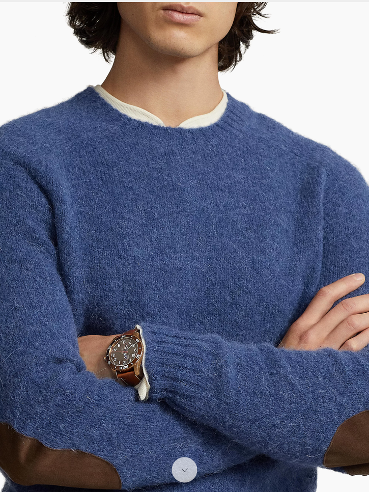 Polo Ralph Lauren Mens Wool Alpaca Blend Crewneck Sweater Rustic Navy Medium