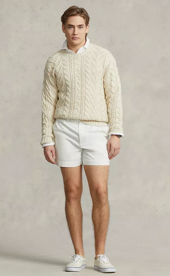 Polo Ralph Lauren  Mens The Iconic Fisherman's Cable Knit Sweater Chic Cream  XL