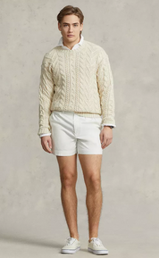 Polo Ralph Lauren Mens The Iconic Fisherman's Sweater Chic Cream Large